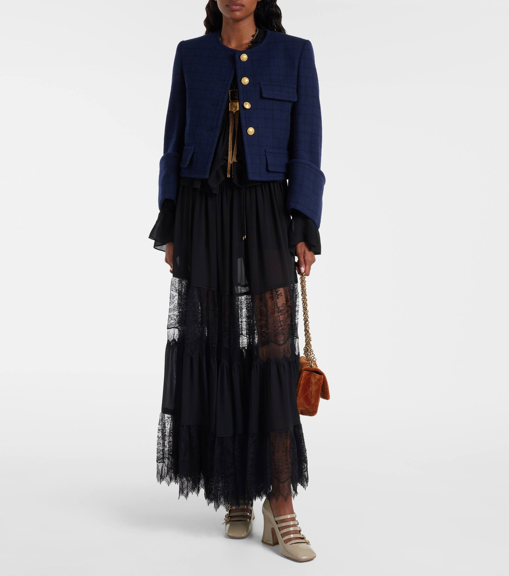 Lace-trimmed tiered silk maxi skirt - 2