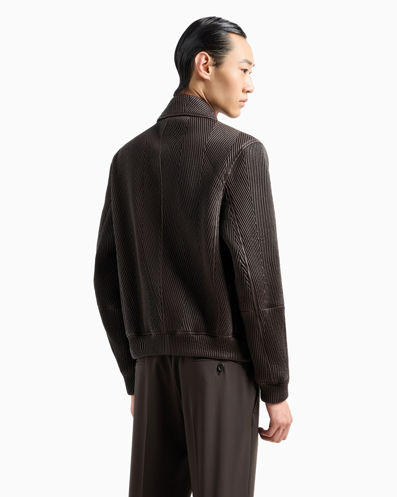 Quilted nappa lambskin relaxed-fit blouson with chevron motif - 3