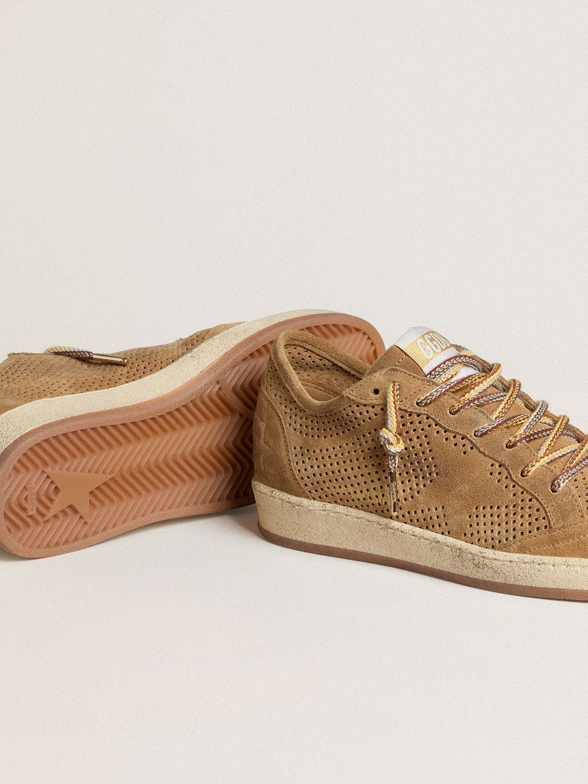 Women's Ball Star with perforated tobacco-colored suede upper and tone-on-tone star - 4