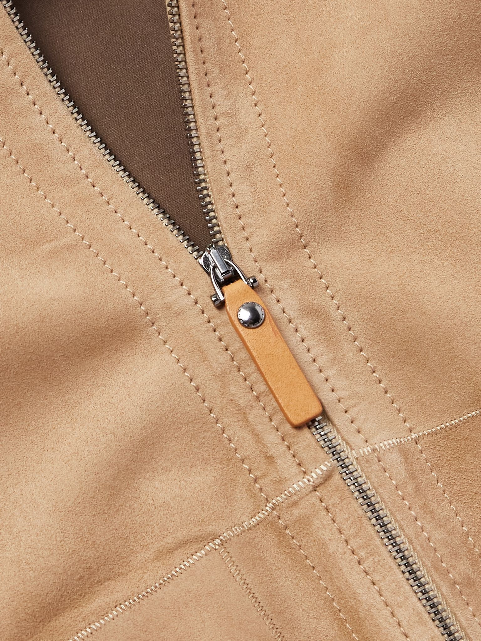 Suede Bomber Jacket Beige - 4