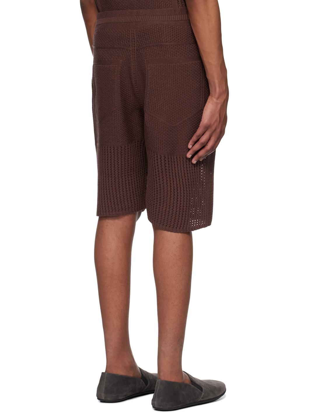 Brown Rustic Knit Shorts - 3