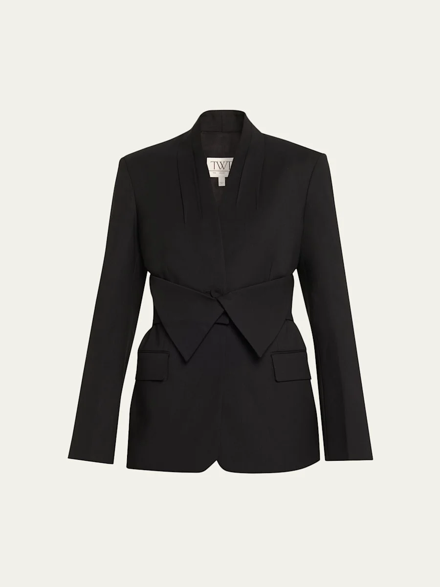 After Five Collarless Wool Suiting Blazer - 1