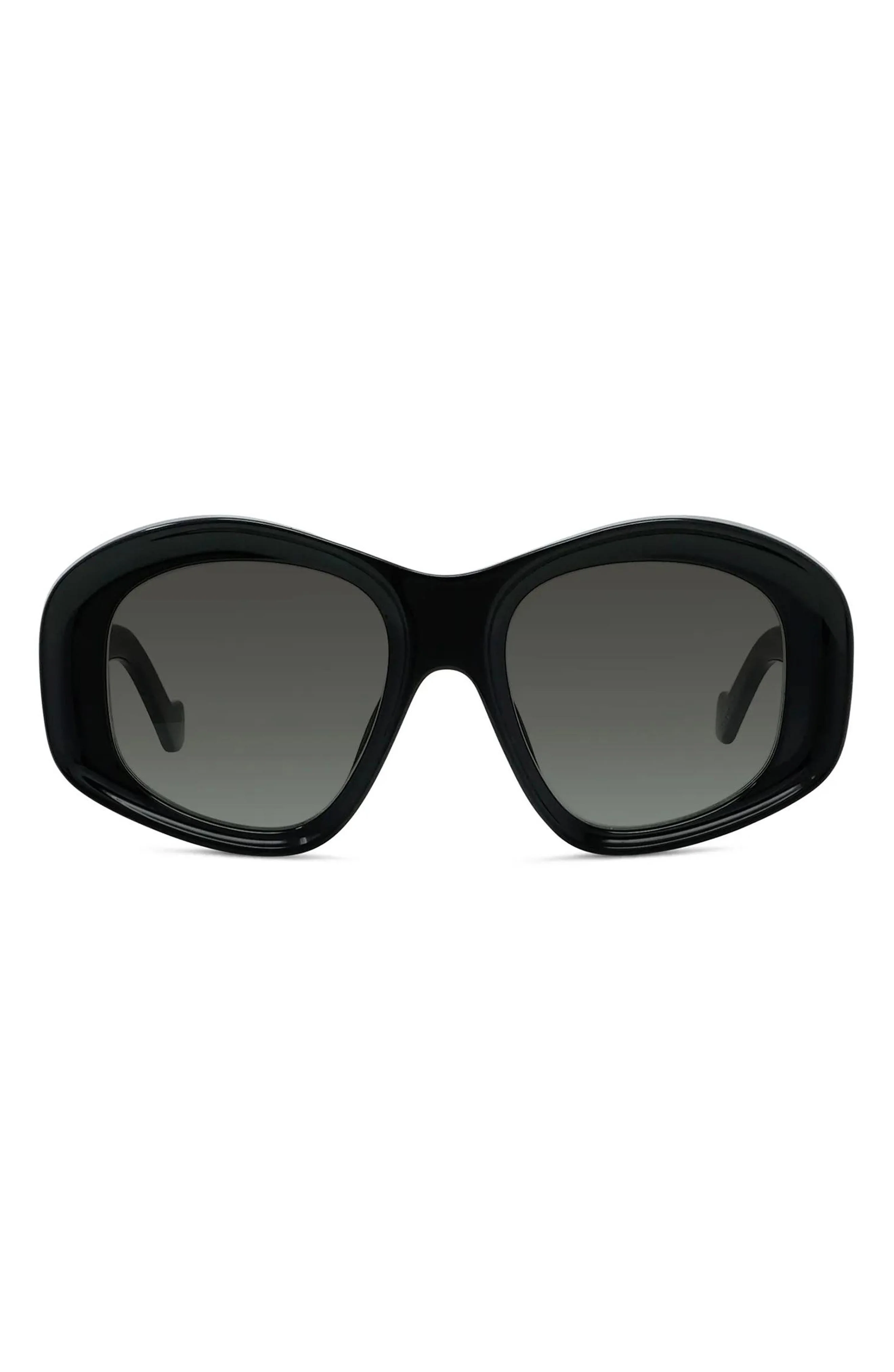 Loewe Anagram 51mm Geometric Sunglasses in Shiny Black /Gradient Smoke at Nordstrom - 1