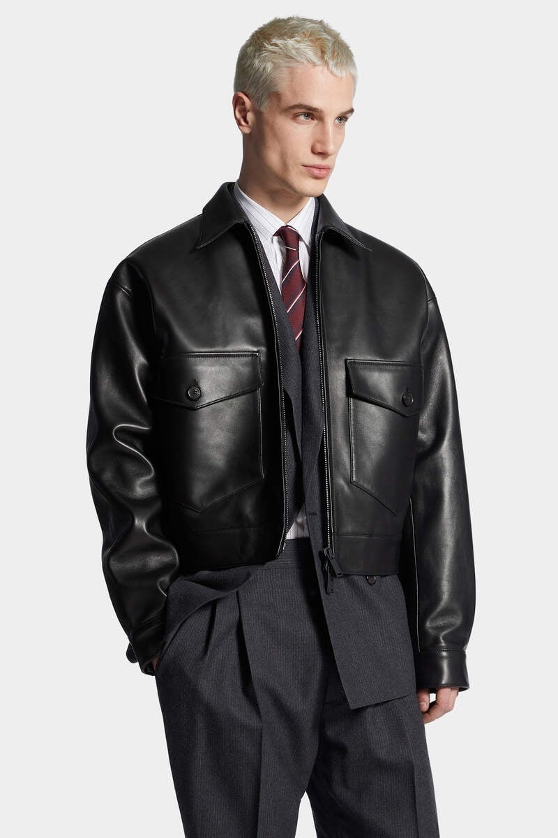 CHIC LEATHER BLOUSON - 3
