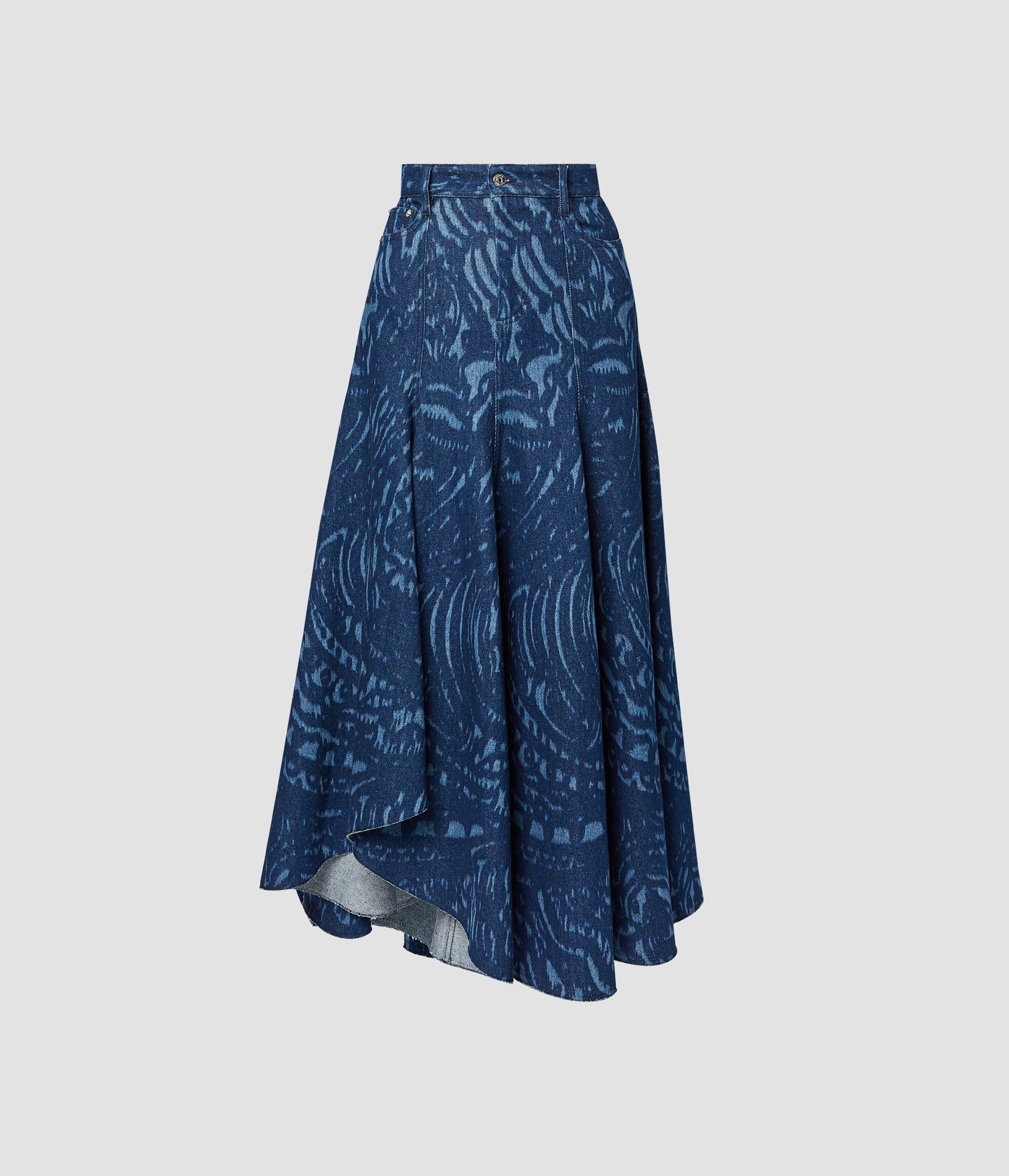 DENIM FIT AND FLARE MIDI SKIRT - 1