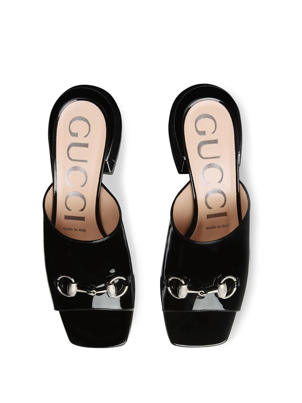 Patent leather mid-heel slides - 4