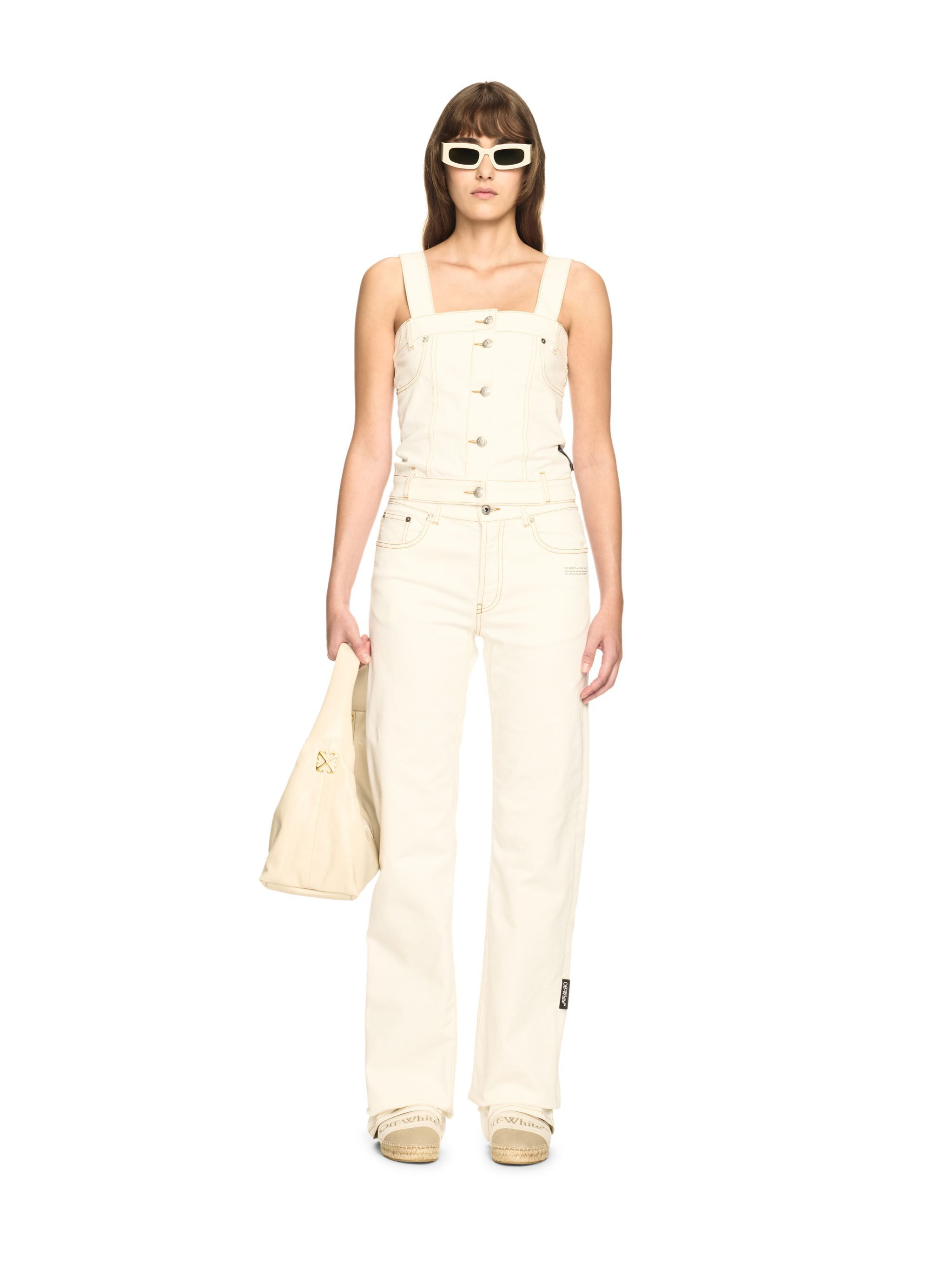White Denim Corset Top - 2