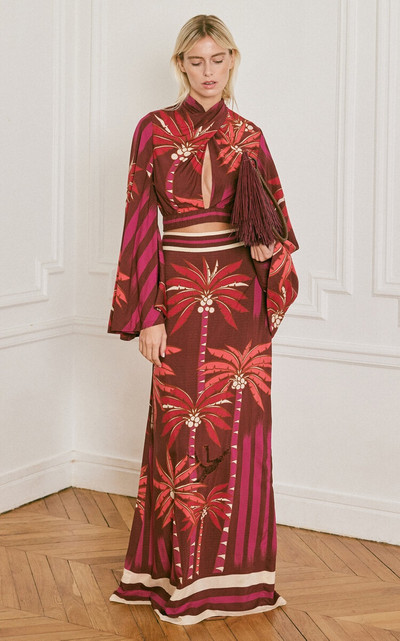 Johanna Ortiz Ritmo Llanero Silk Maxi Skirt burgundy outlook