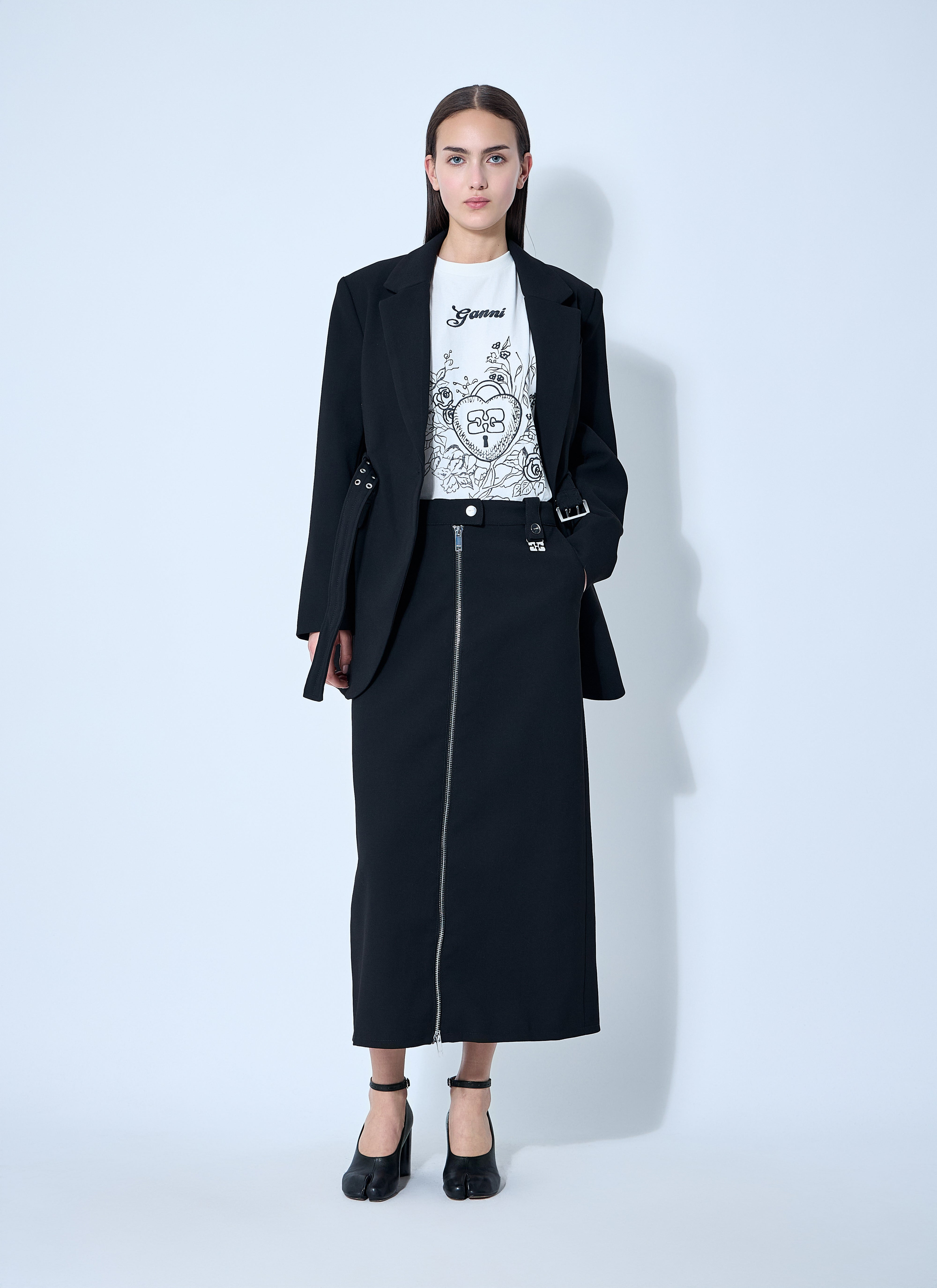 Ganni Women Bonded Crepe Midi Skirt - 2