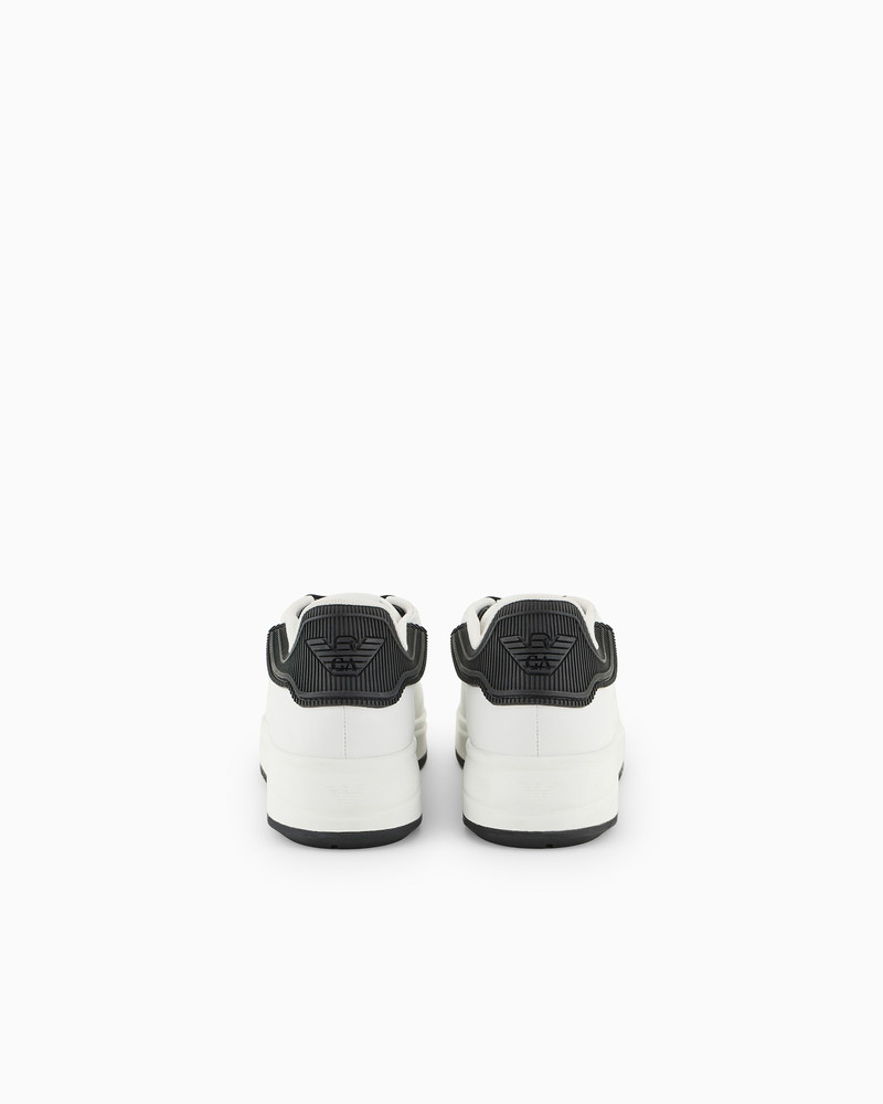 EMPORIO ARMANI Leather sneakers with rubber backs outlook