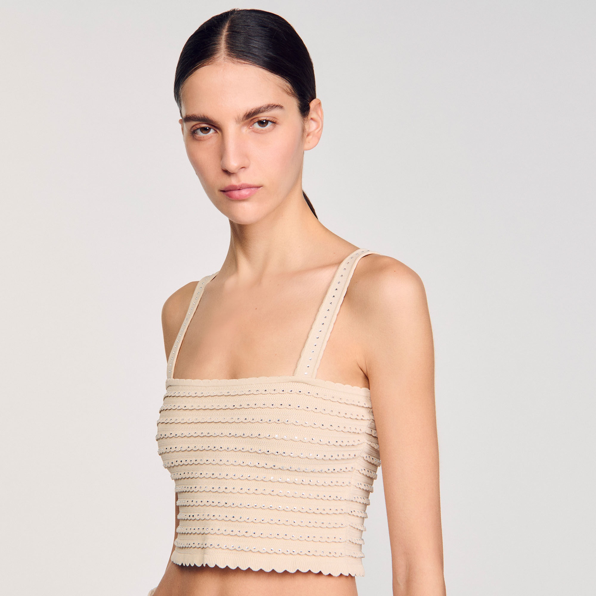 RHINESTONE KNIT CROP TOP - 3