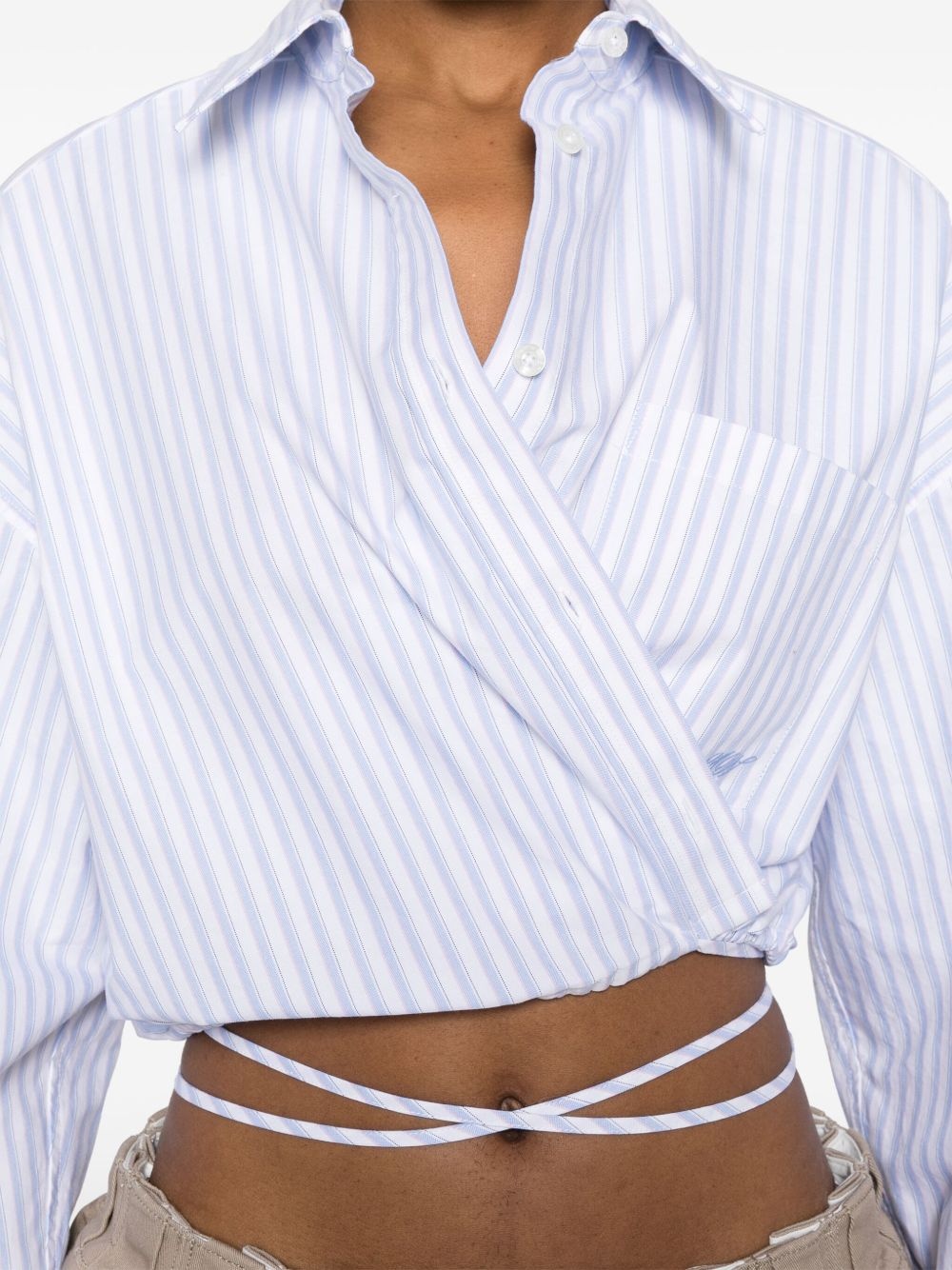 striped cropped shirt - 5