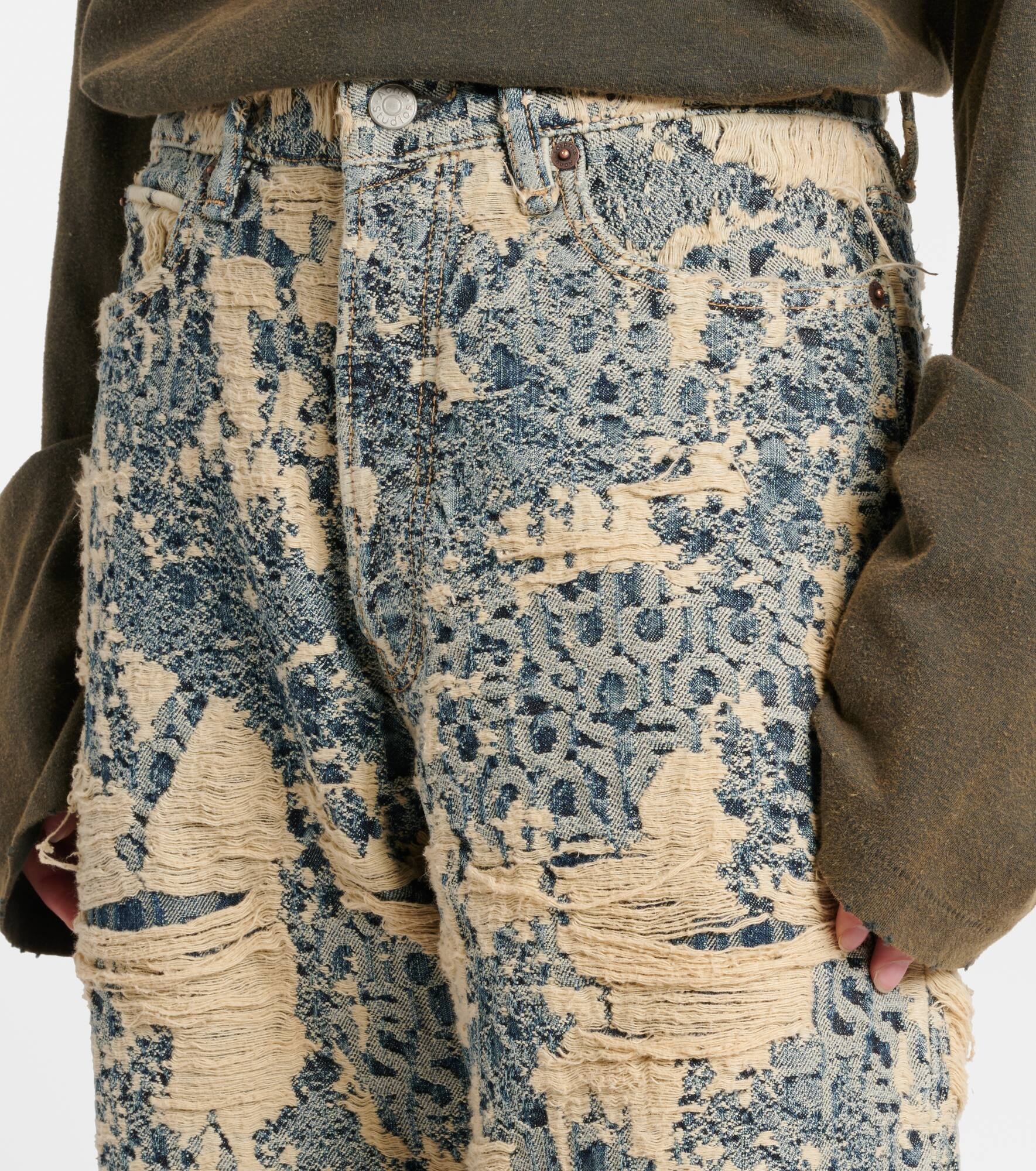 1981 Monogram distressed wide-leg jeans - 4