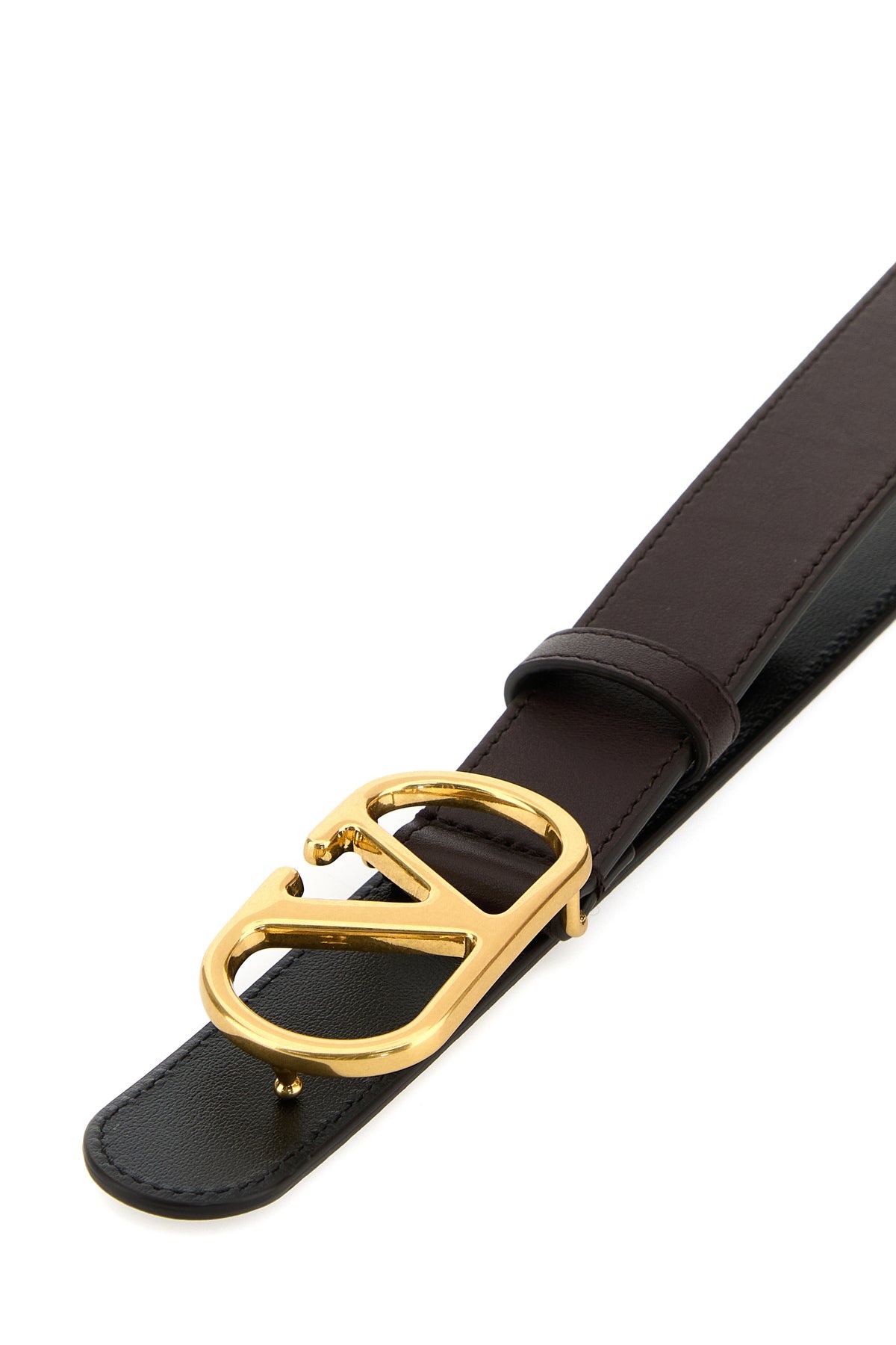 Dark brown leather VLogo Signature belt - 4