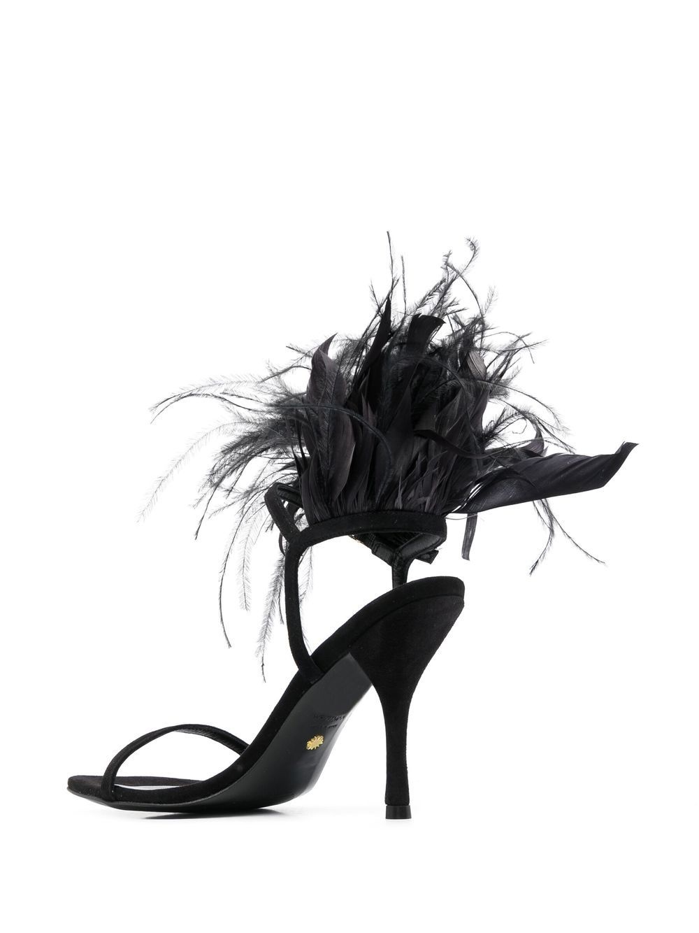 Plume 100 feather-trimmed sandals - 3