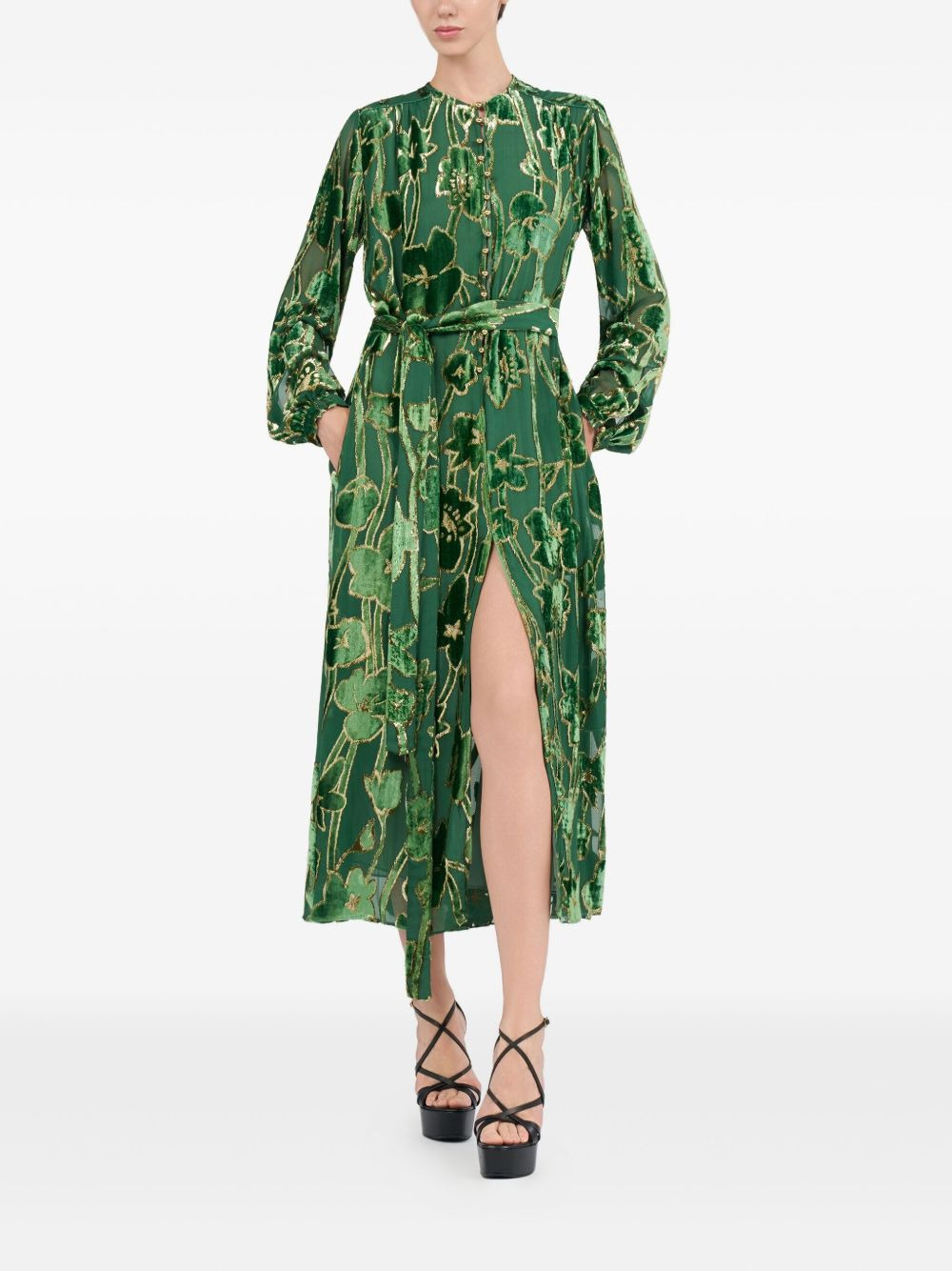 velvet floral-print midi dress - 2
