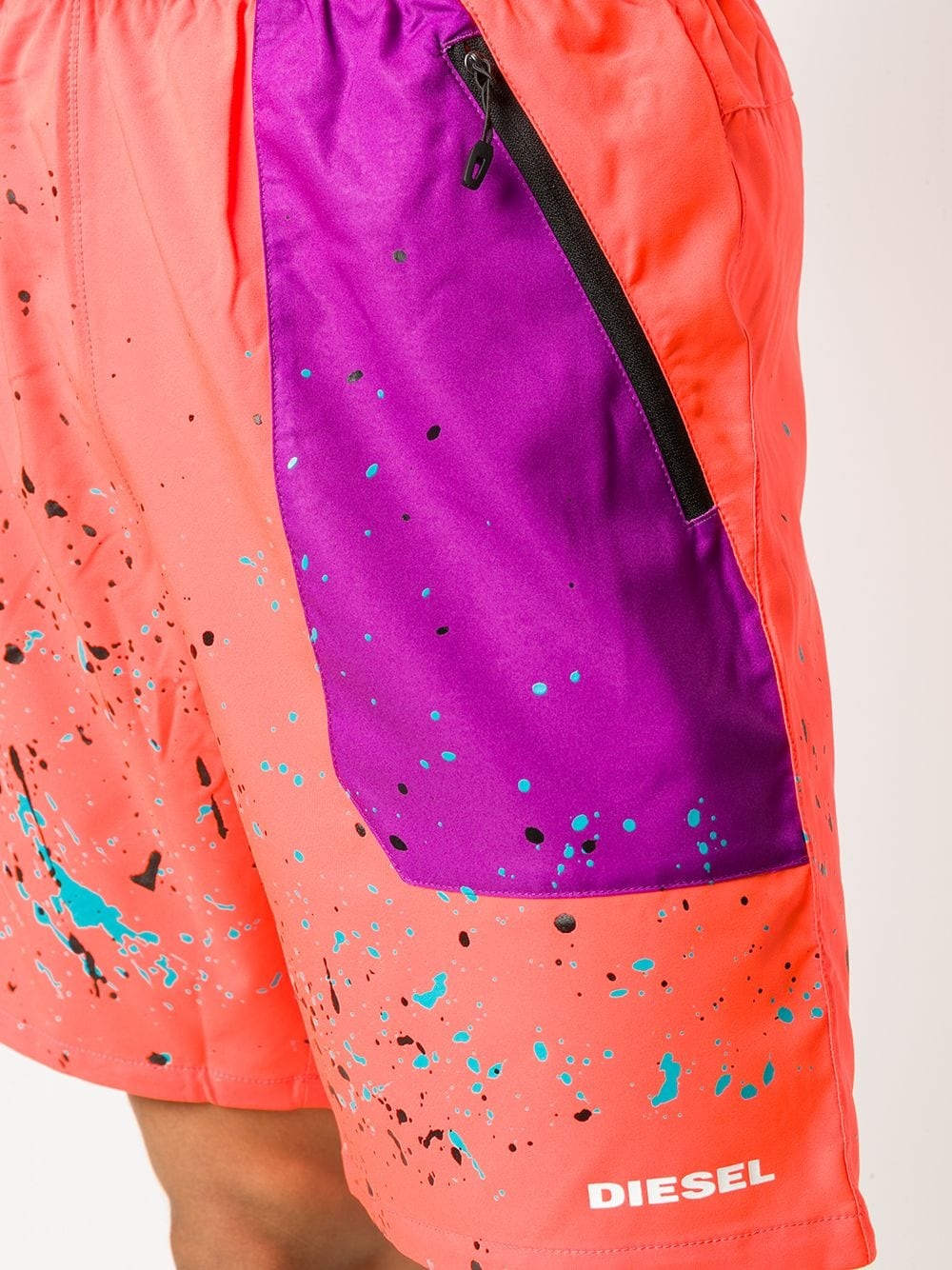 paint splatter effect contrast panel shorts - 5