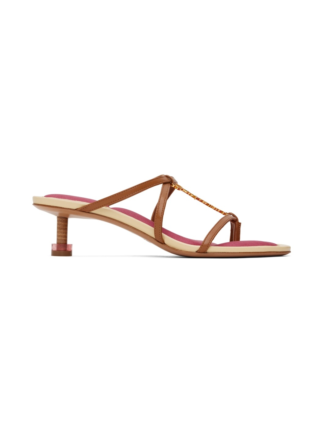 Brown & Pink Le Raphia 'Les Sandales Basses Pralu' Heeled Sandals - 1