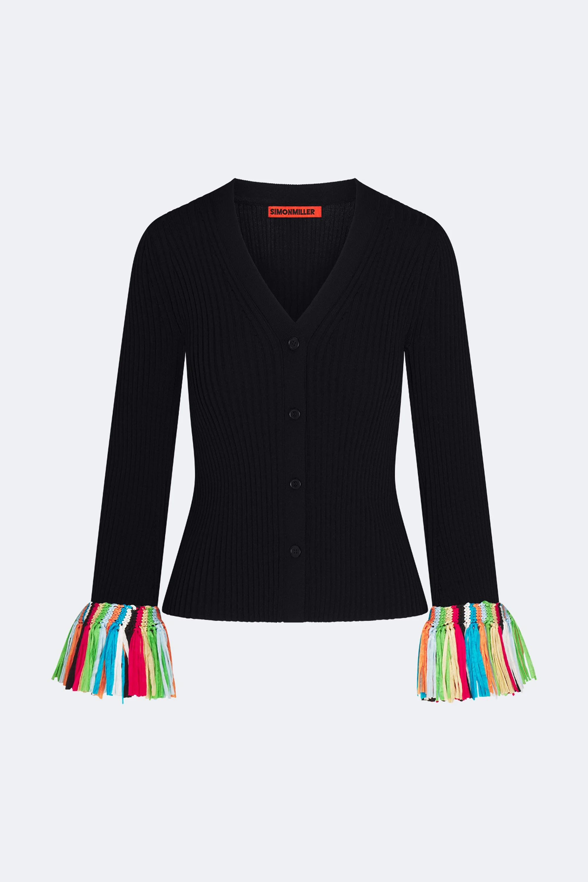 Cara Knit Fringe Cardigan In Black Multi - 1