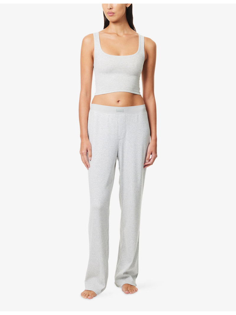 SKIMS Straight-Leg Ribbed Cotton-Jersey Trousers Rib Relaxed Pant outlook