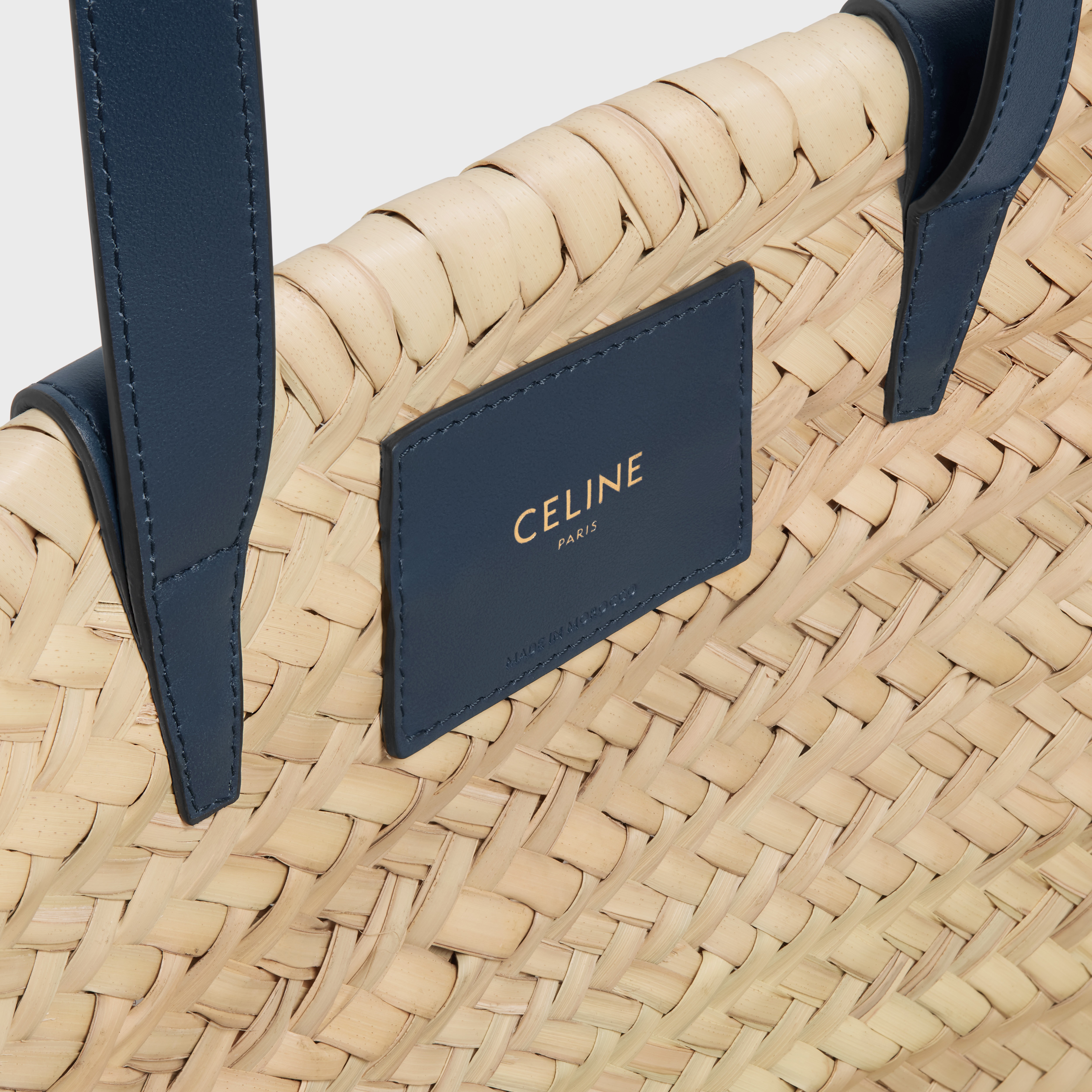 Medium Triomphe Celine Classic Panier in Palm Leaves and Calfskin - 5