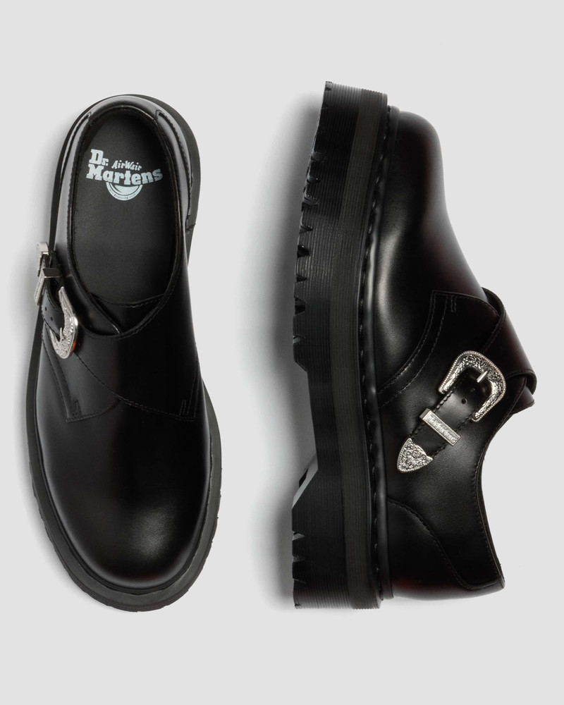 Dr. Martens Retro Monk Quad Tumble Leather Strap Shoes outlook