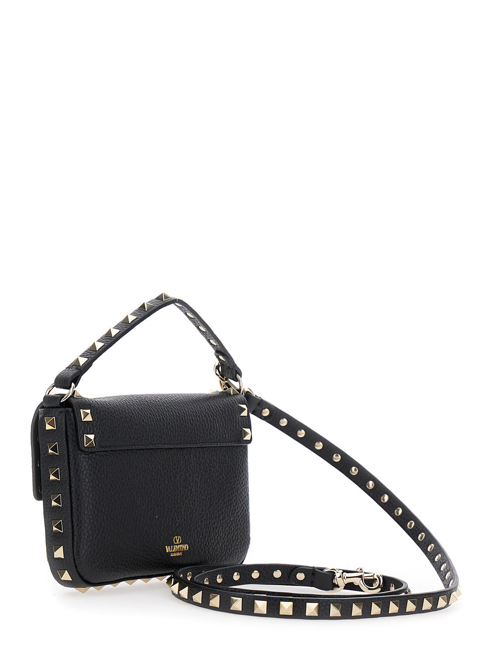 Valentino Garavani Women 'Rockstud' Black Mini Bag With Rockstud Embellishments And Removable Should - 3