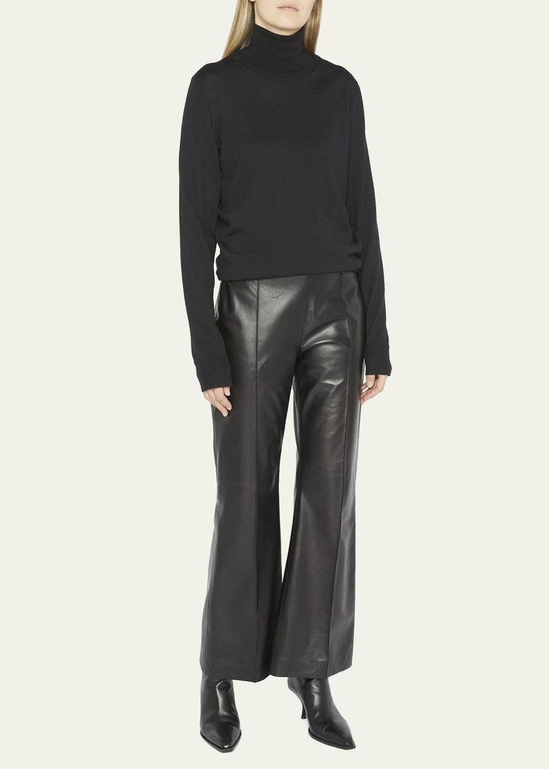 The Row Beck Flared Leather Pants outlook