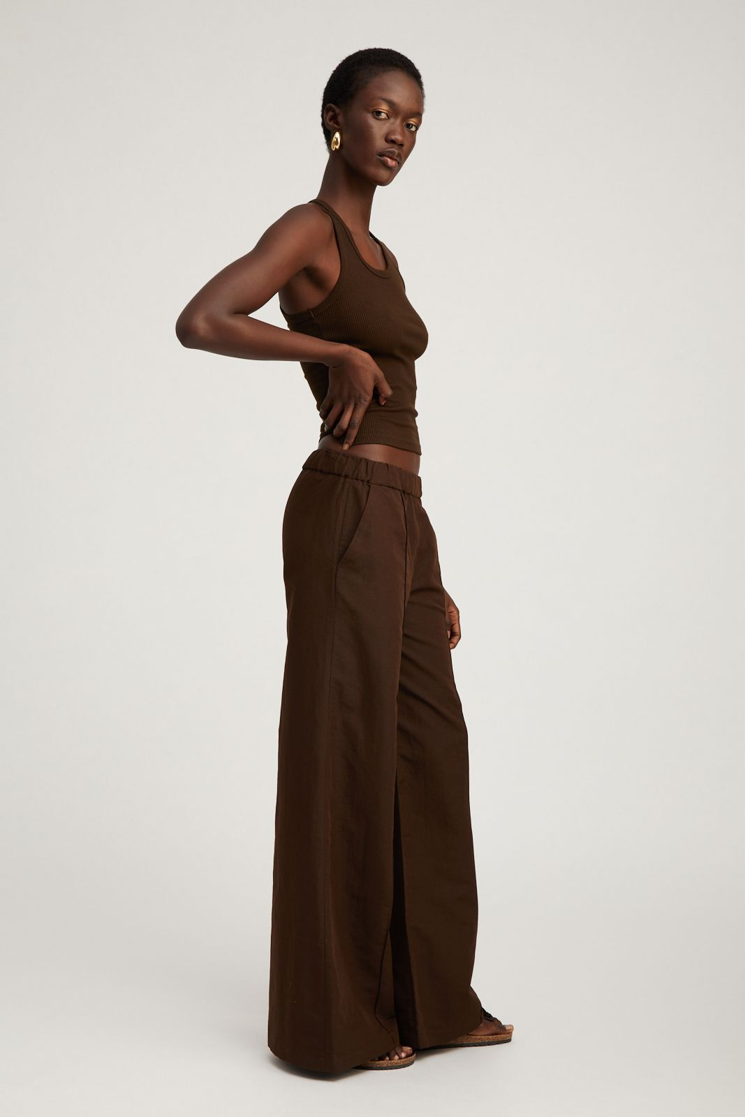 AMERICANO LINEN WIDE LEG PINTUCK TROUSERS - 4