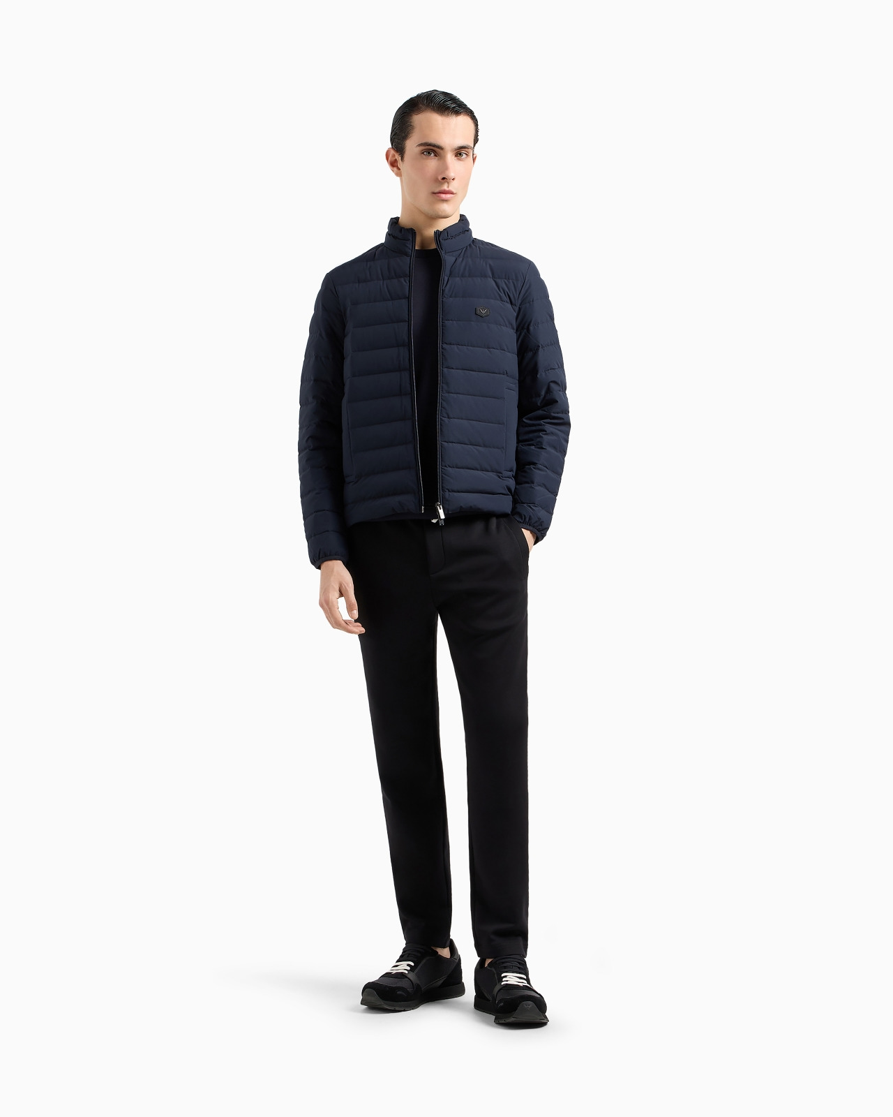 Quilted nylon full-zip down jacket with eagle logo patch - 2