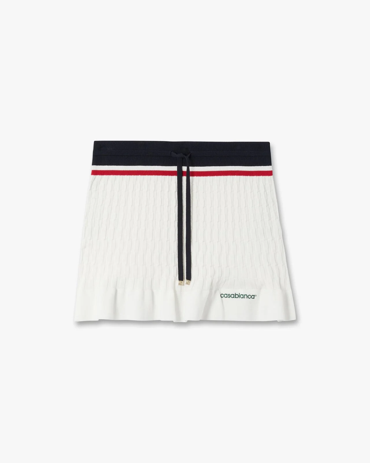 Cream & Navy Knit Tennis Mini Skirt | Casablanca Paris - 1