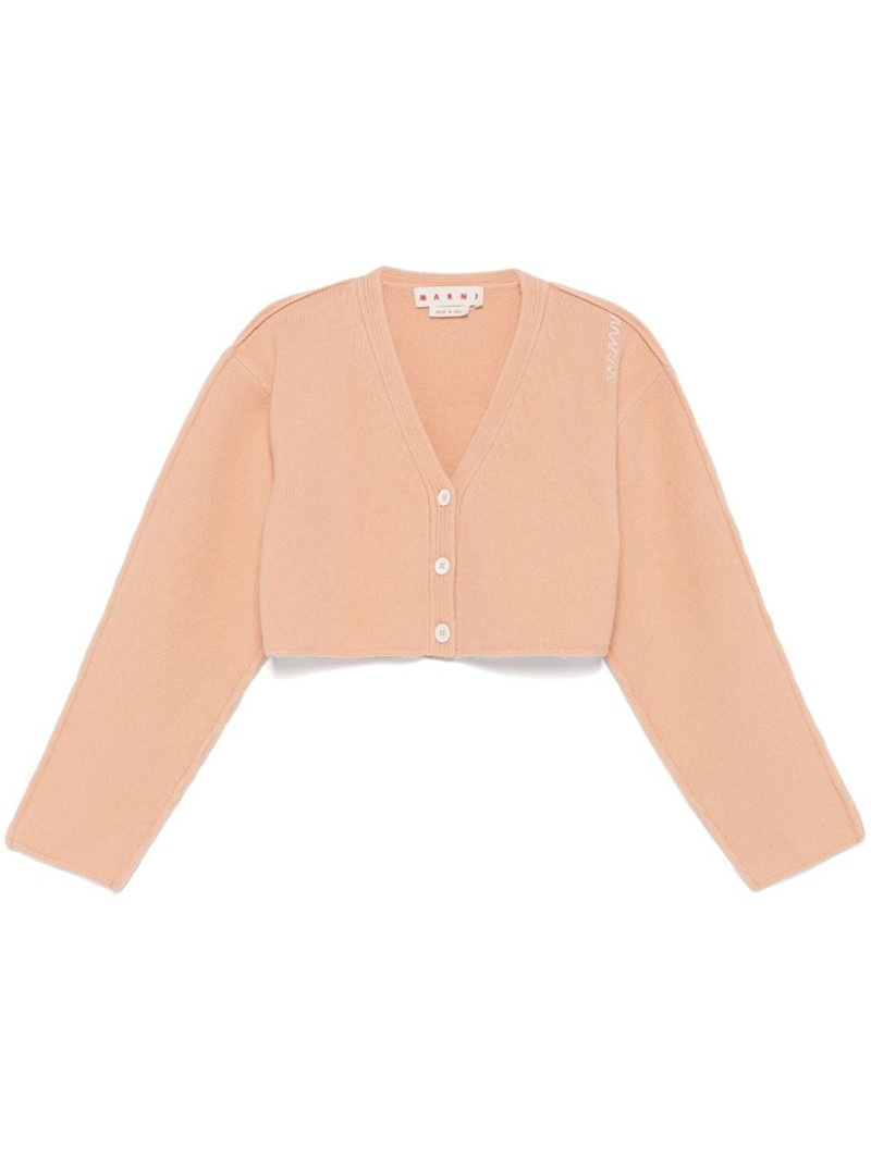 logo-embroidered cardigan 1