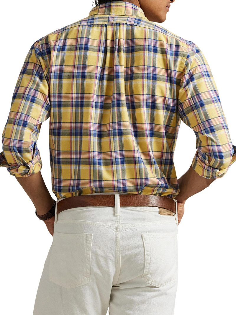 Men's Classic Plaid Cotton Oxford Shirt - Yellow Pink Multi 4