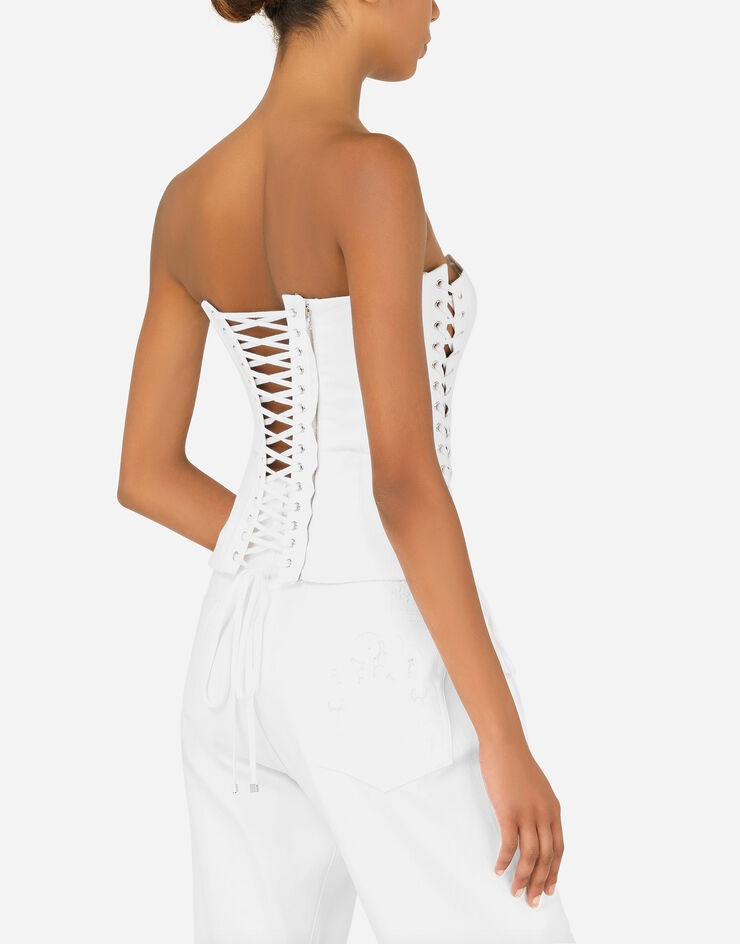 Gabardine bustier with laces and eyelets - 5