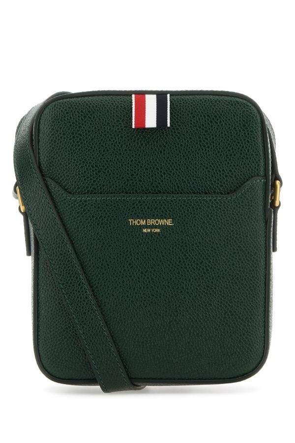 Bottle green leather crossbody bag - 1