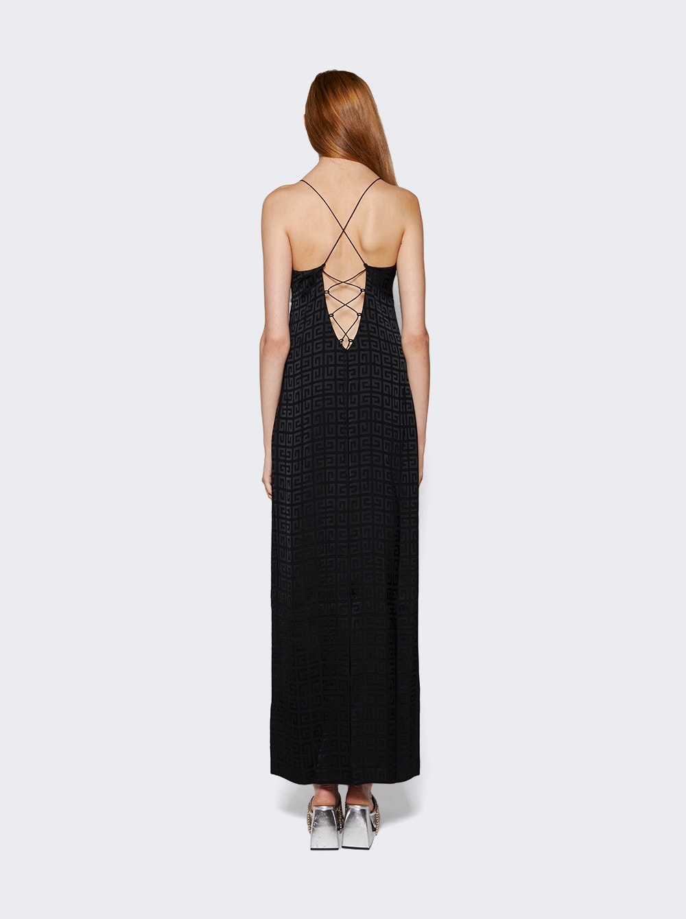 4G Jacquard Long Slip Dress Black - 5