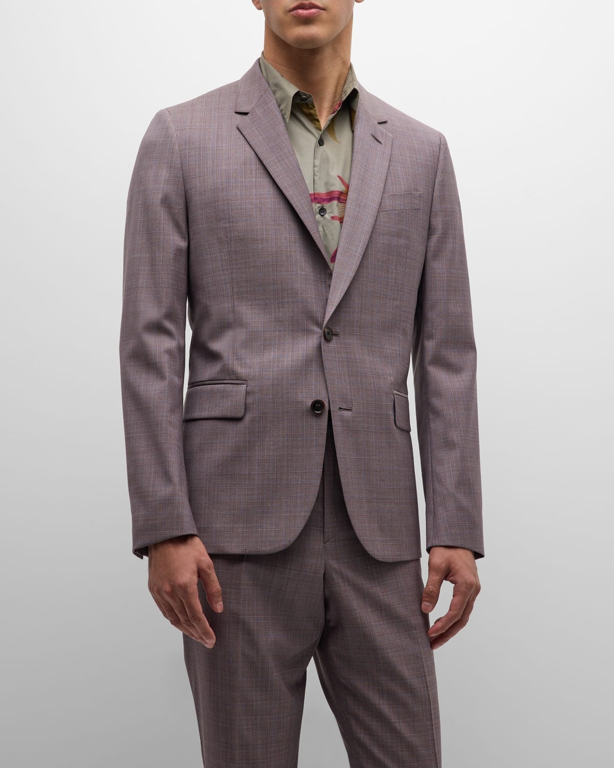 Men's Melange Plaid Suit - 1