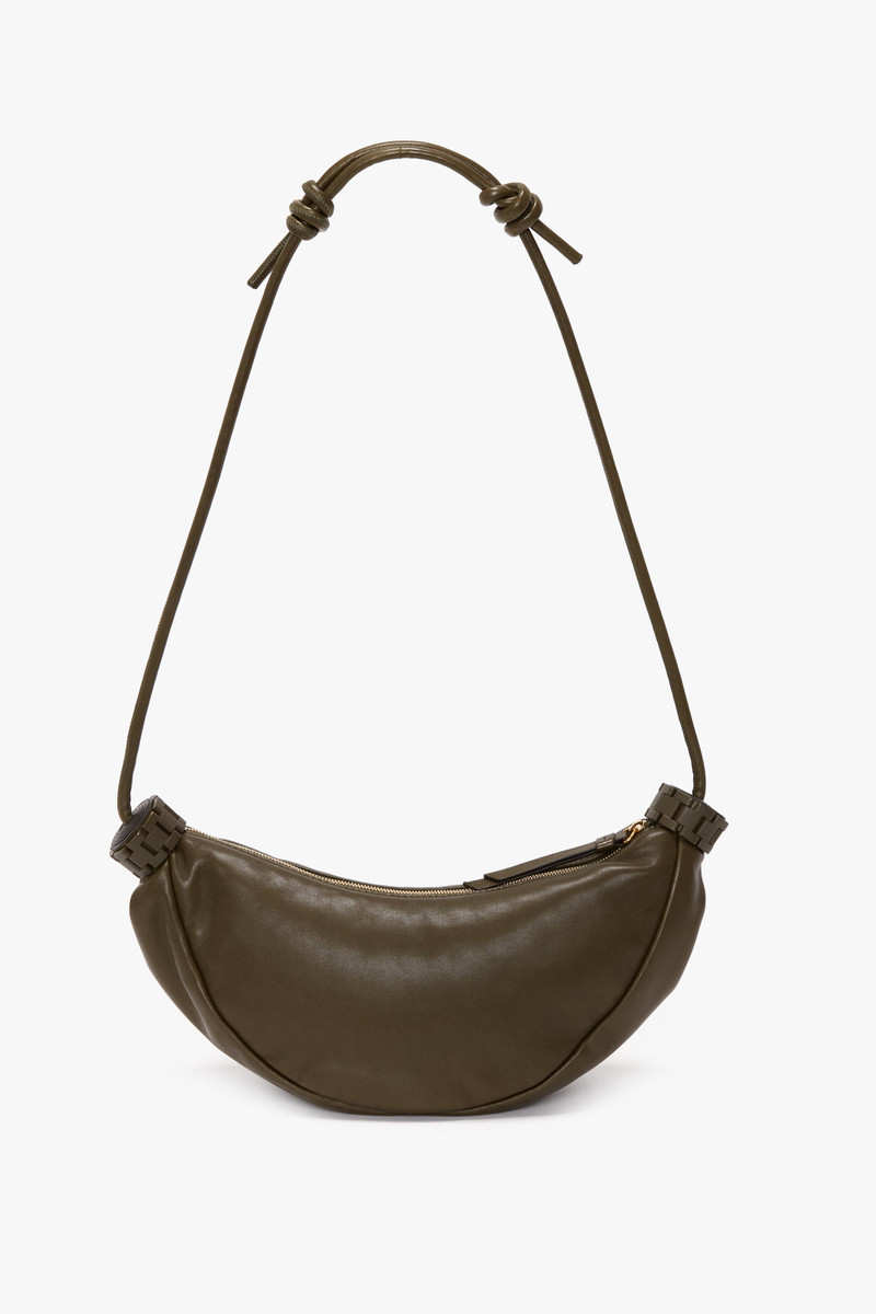 Victoria Beckham Puffy Half Moon Shoulder Bag In Khaki Leather outlook