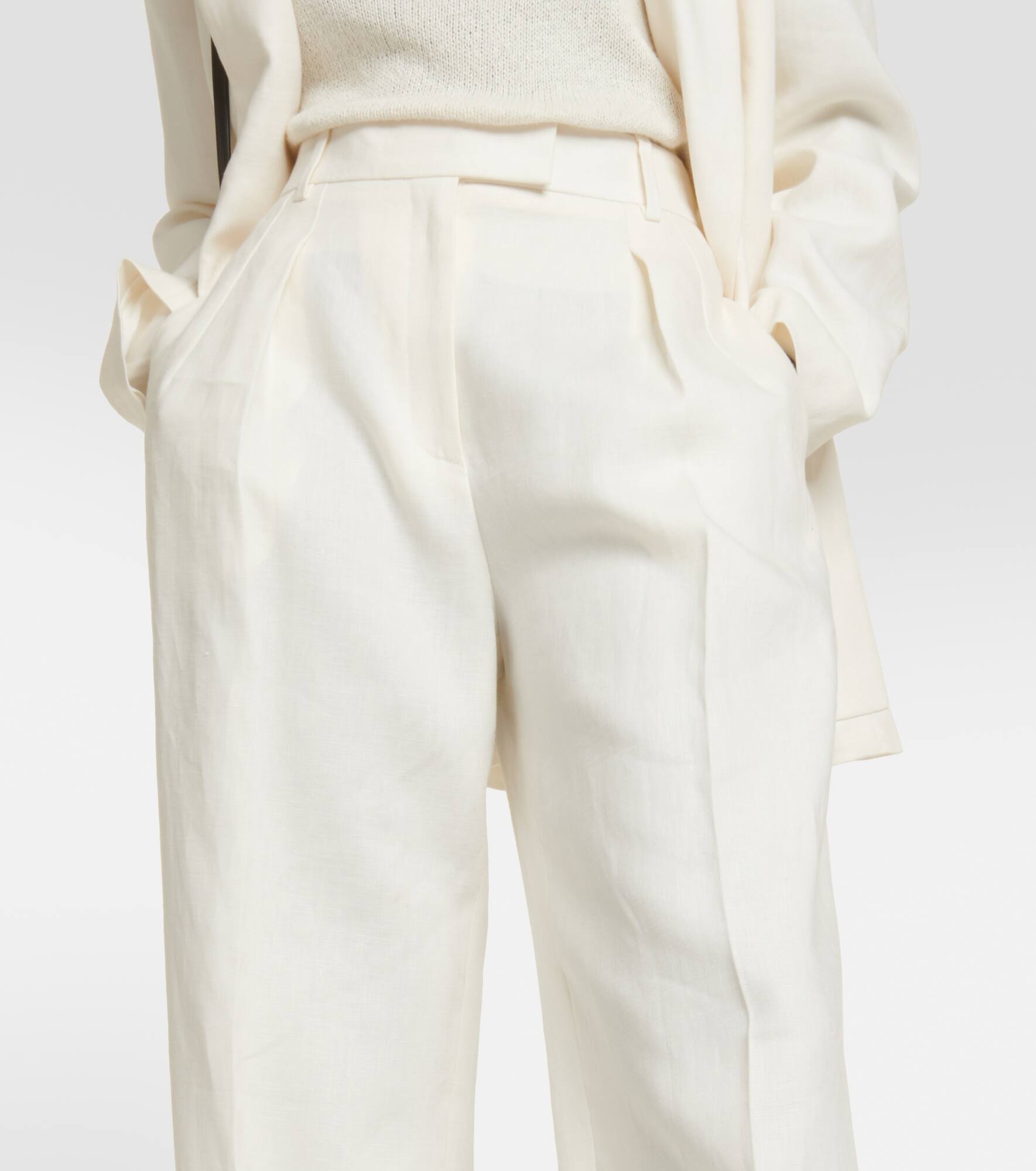 Antone high-rise linen wide-leg pants - 4