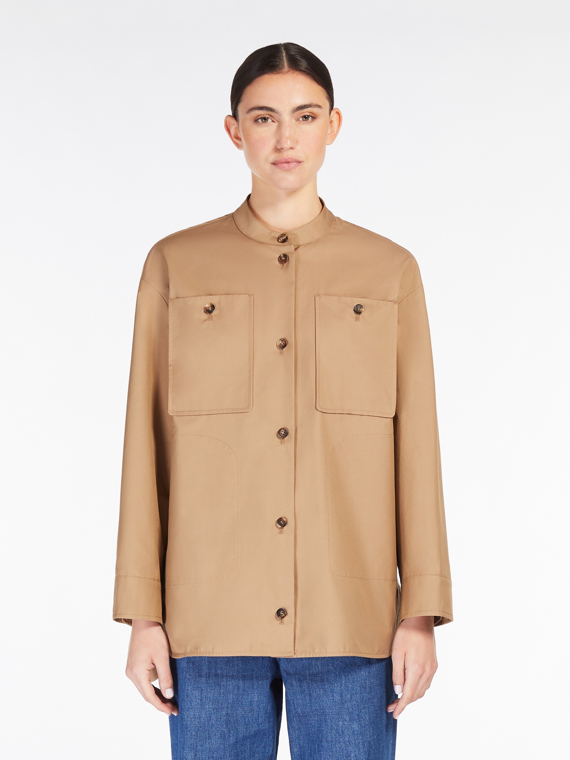 CARA Water-repellent twill Mandarin-neck jacket - 3