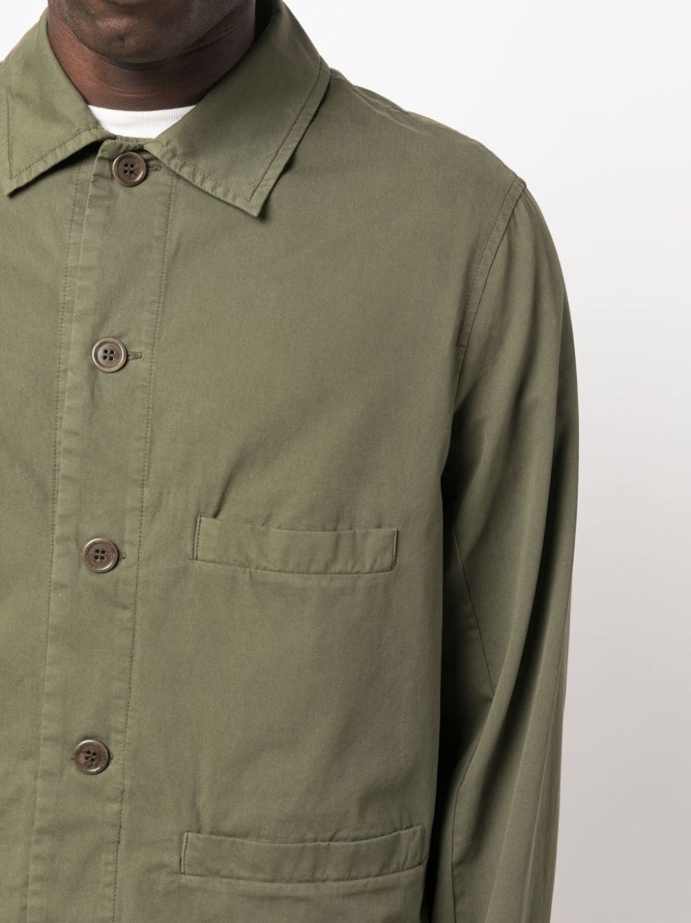 single-breasted cotton shirt jacket - 5