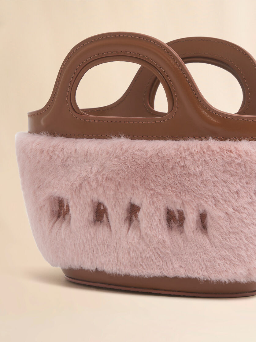 PINK TROPICALIA MICRO BAG WITH FAUX FUR TRIM - 5