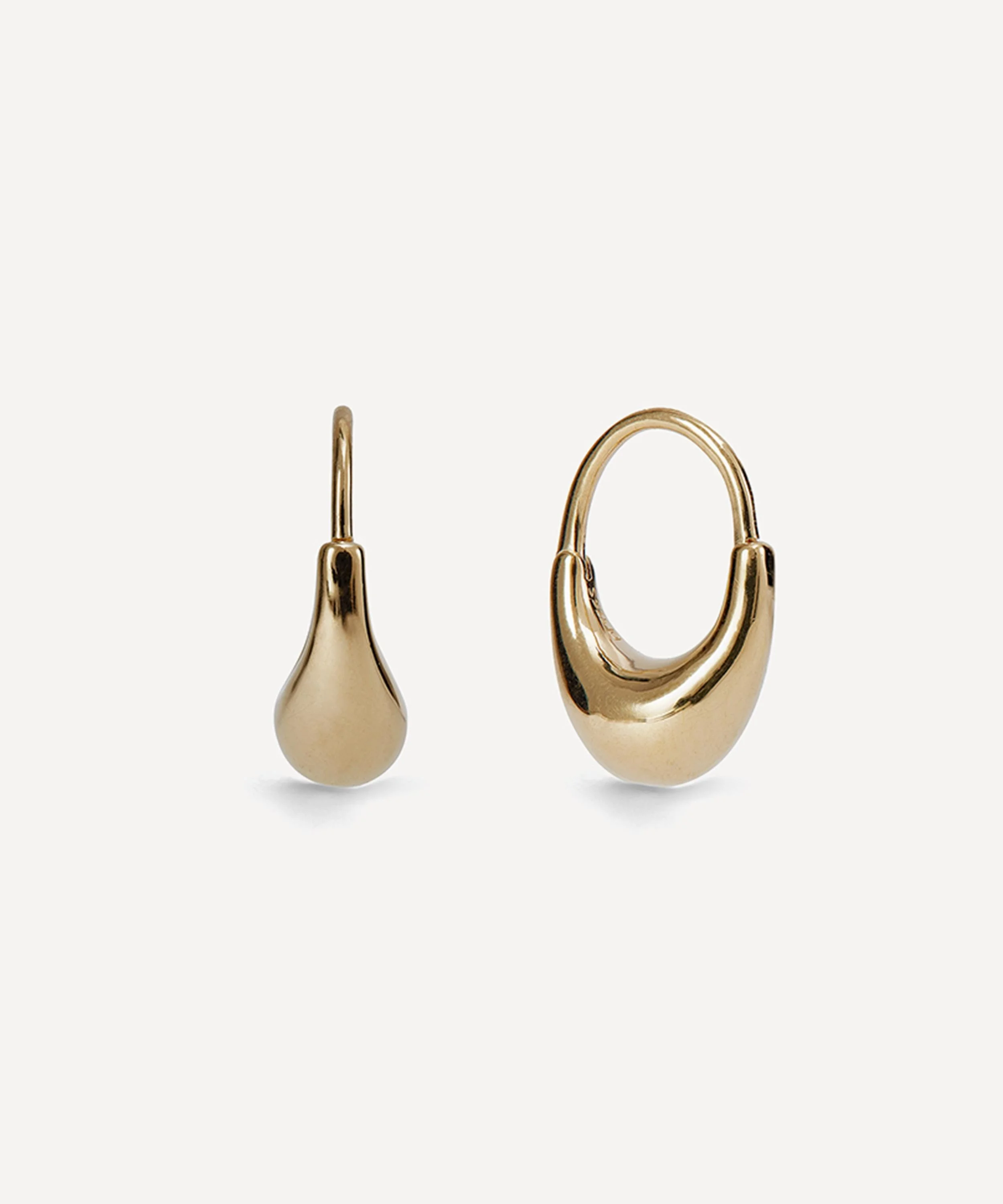 14ct Gold Plated Vermeil Silver Small Roscida Drop Hoop Earrings - 1