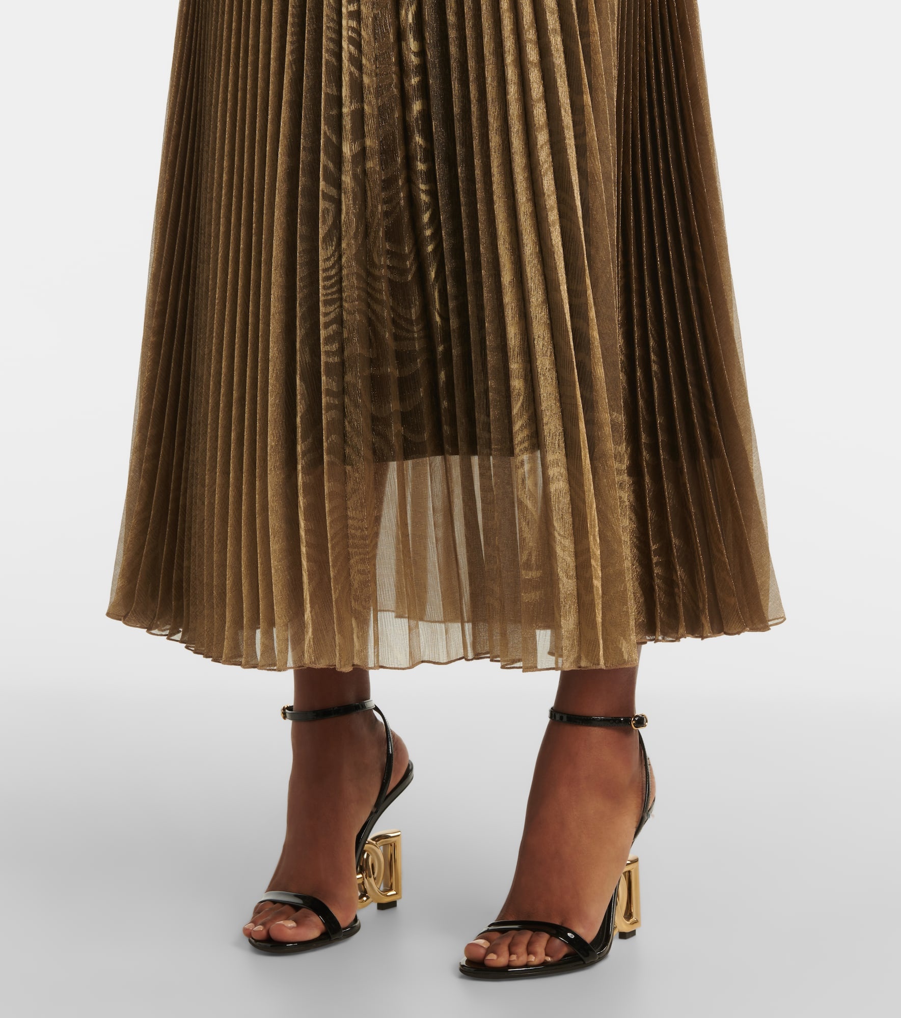 Jacquard plissé midi skirt - 5