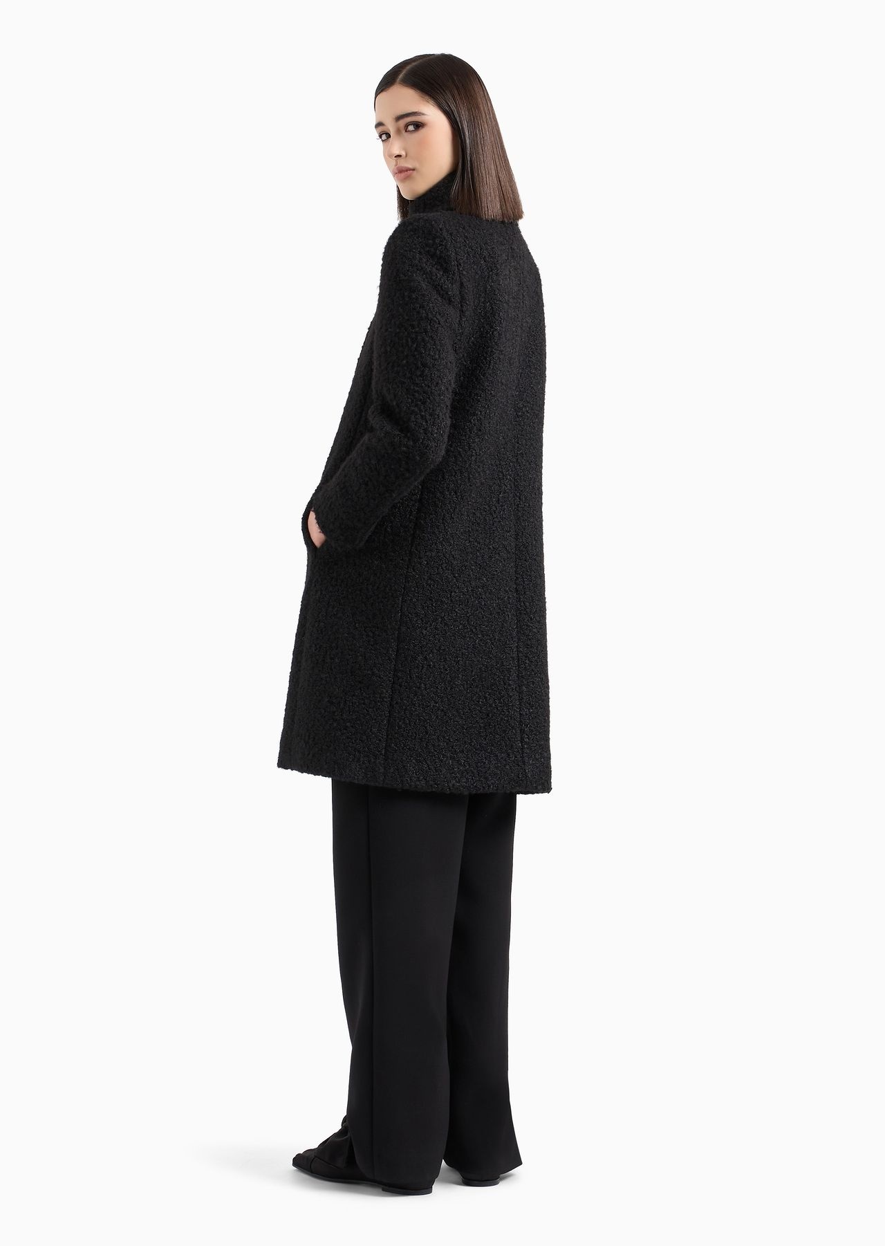 Bouclé cloth coat with off-centre closure - 3