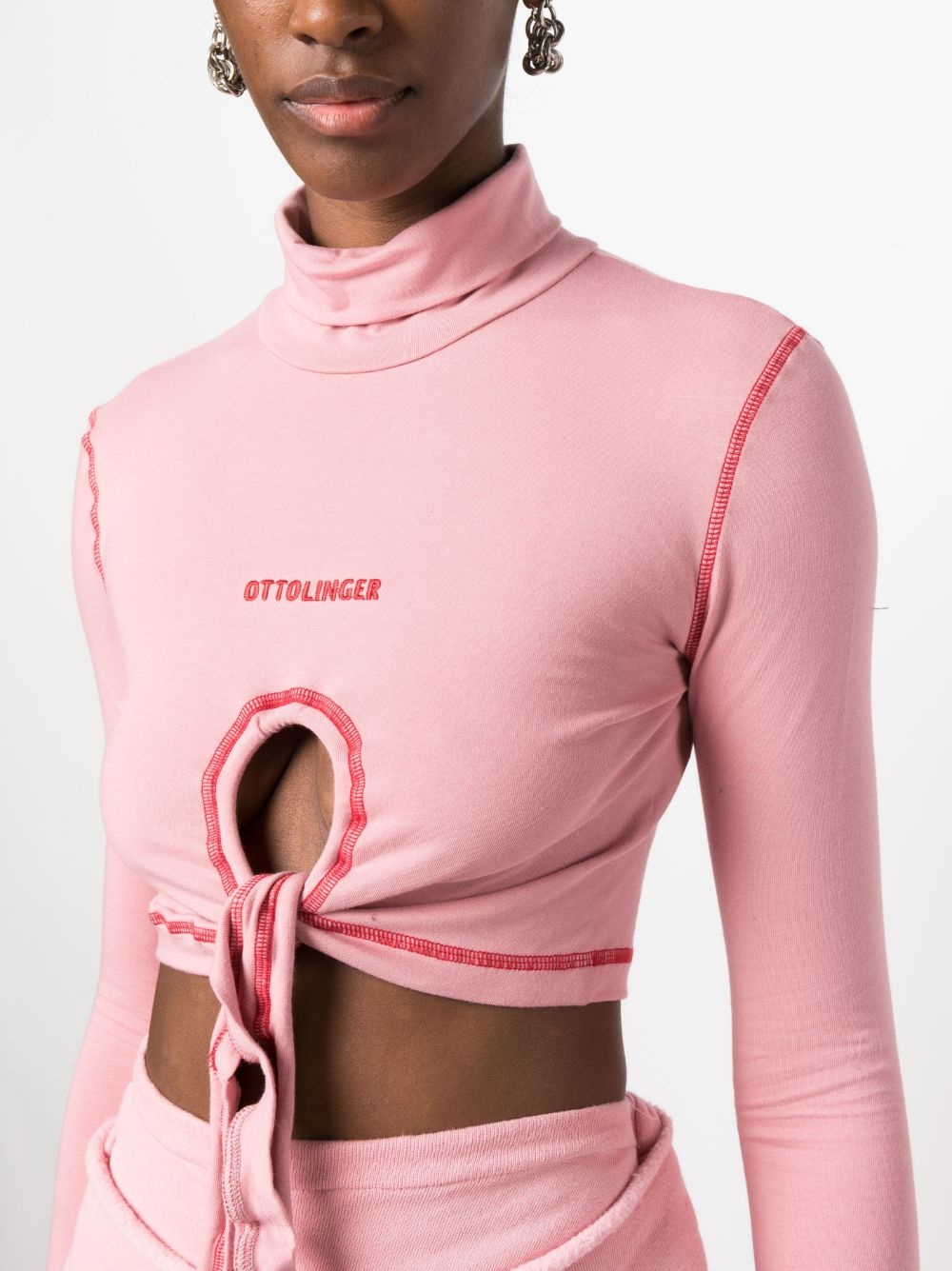 tie-fastening cropped top - 5