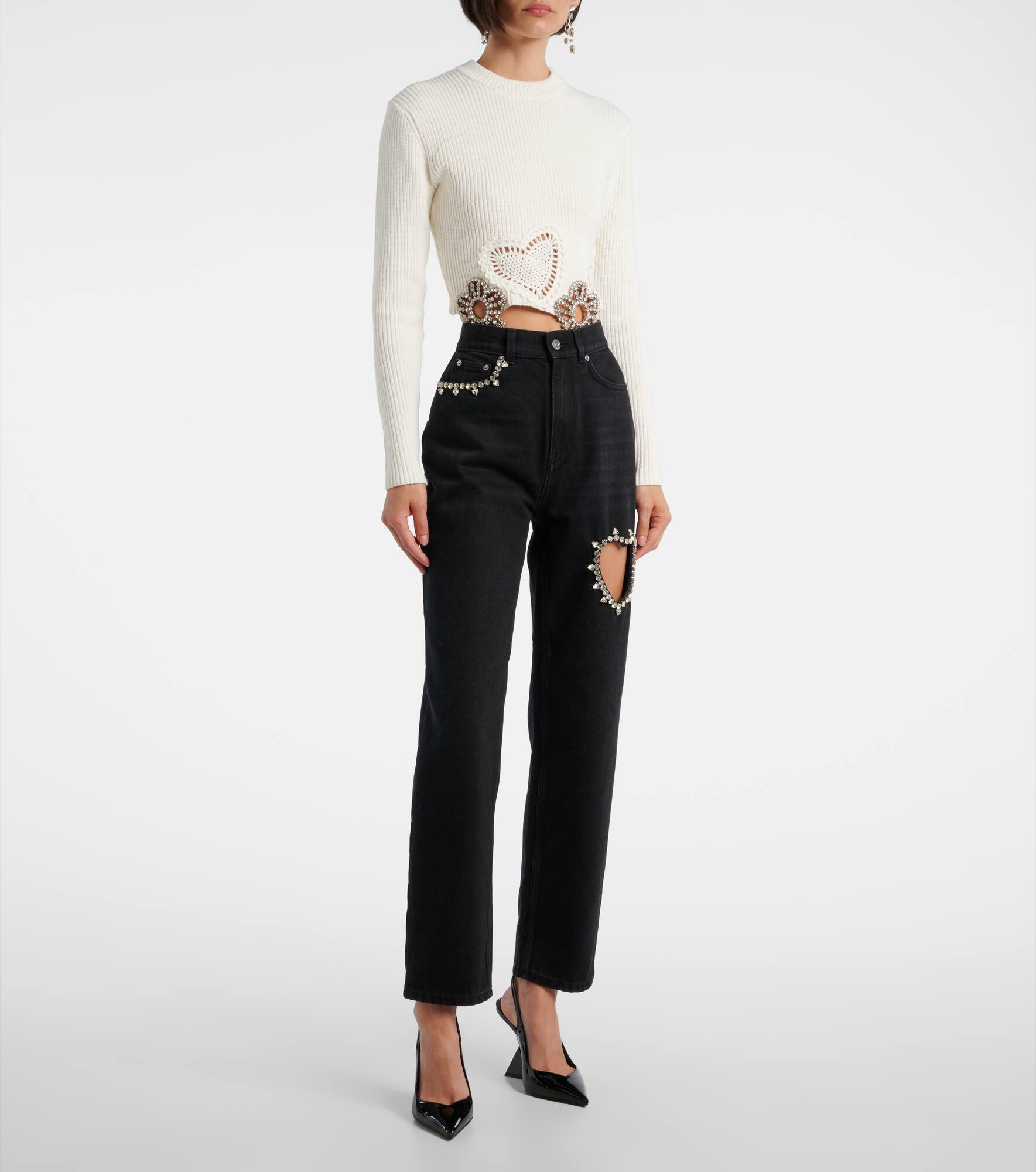 Crystal-embellished wide-leg jeans - 7