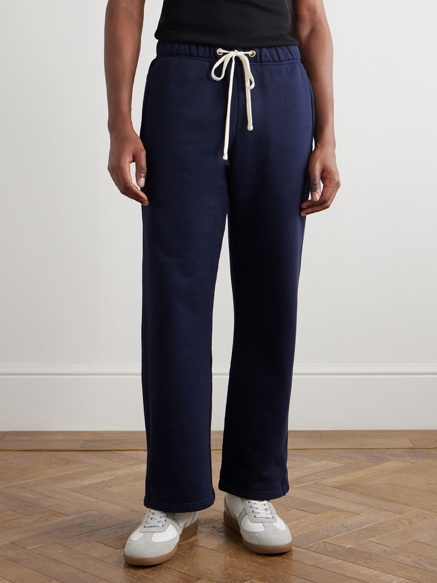 Straight-Leg Cotton-Jersey Sweatpants Navy - 3