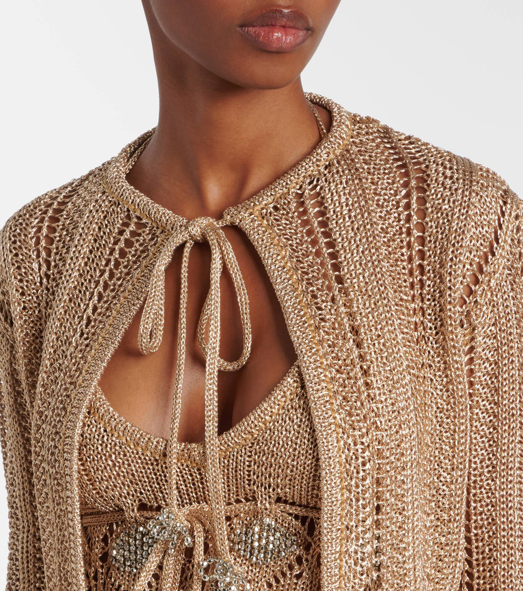 Crochet embellished cropped cardigan - 4