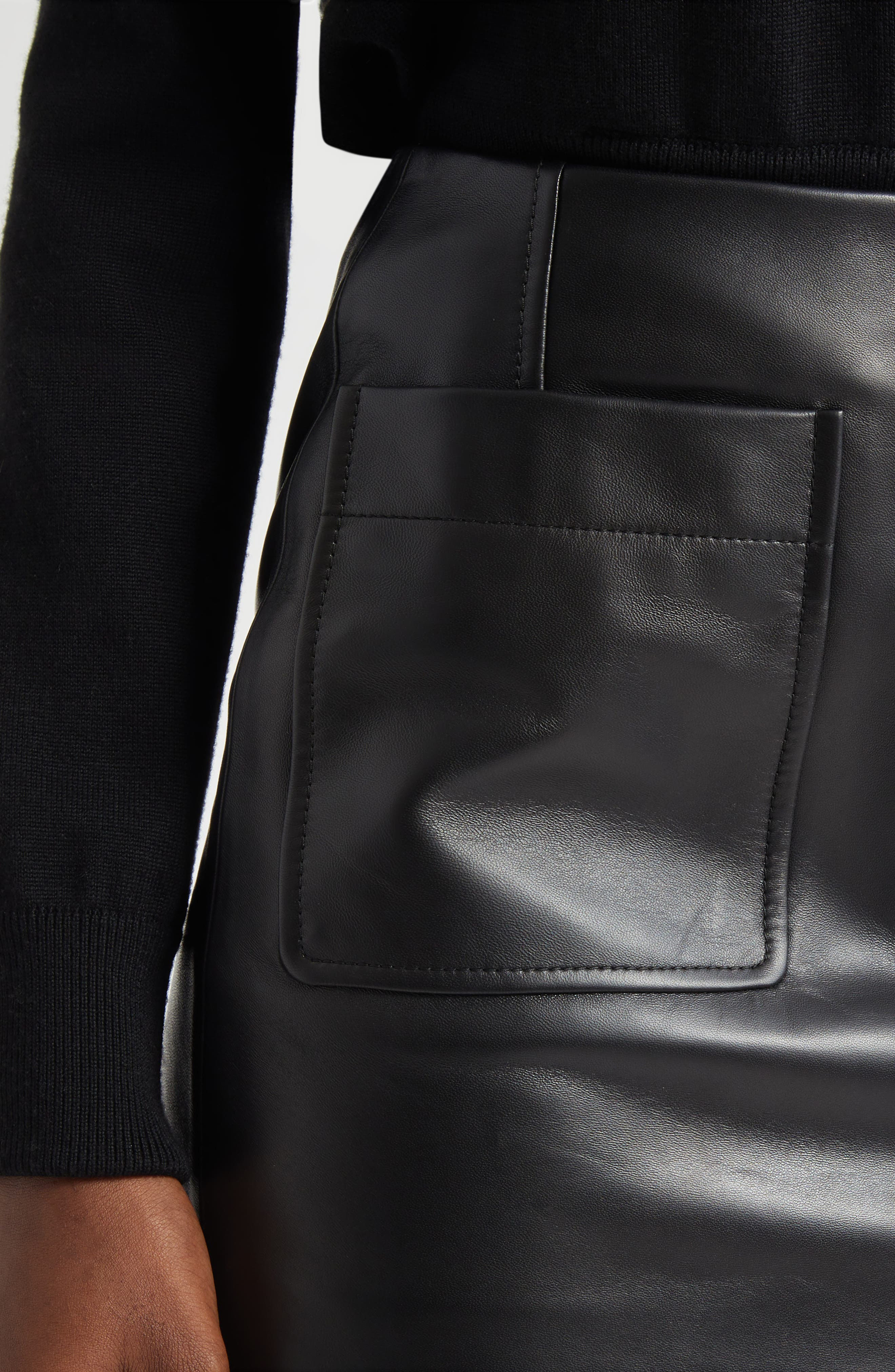 Bottega Veneta Napa Leather Miniskirt in 1000 Black at Nordstrom - 4